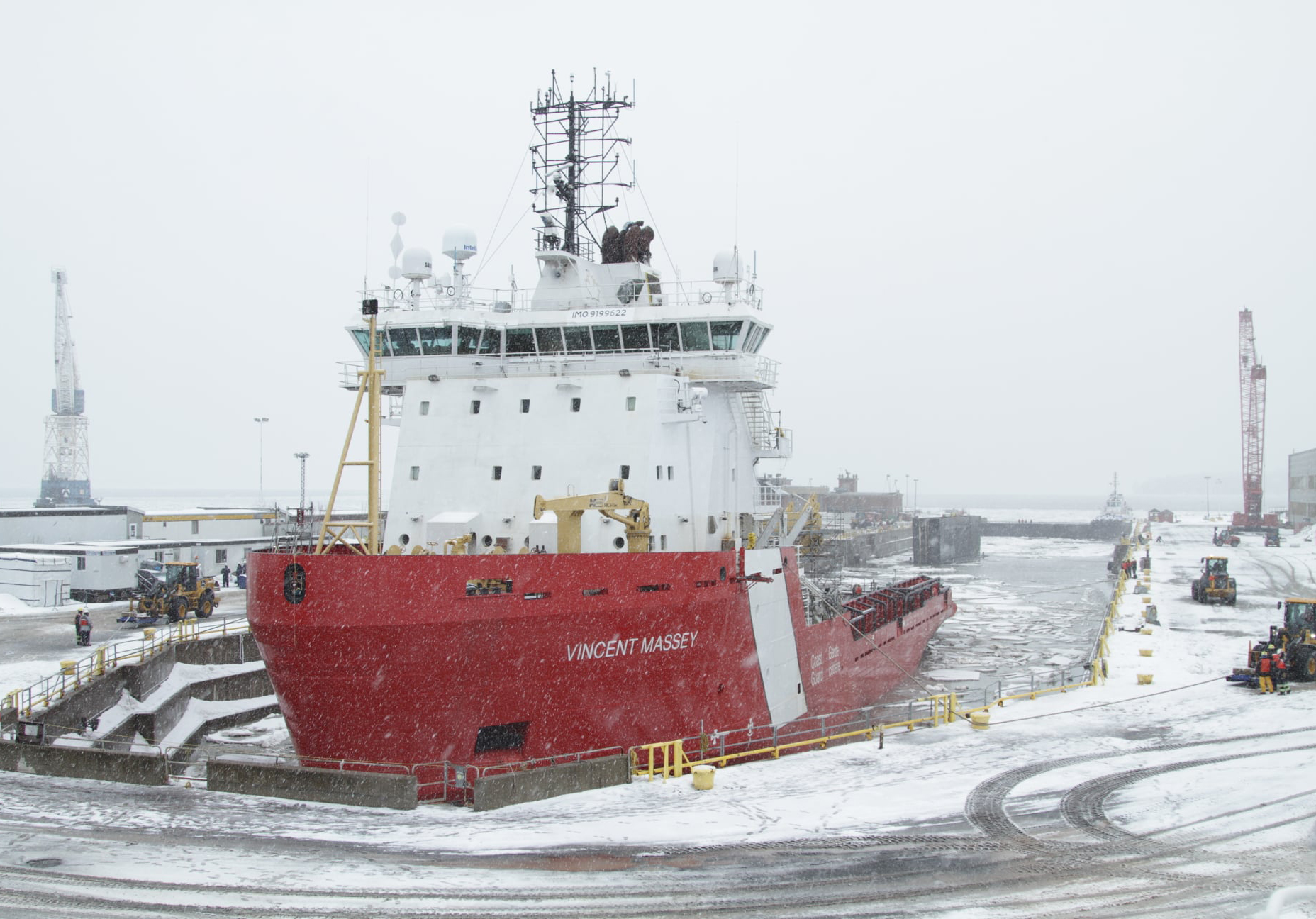 Canadian Coast Guard icebreaker CCGS Vincent Massey leaves Davie drydock